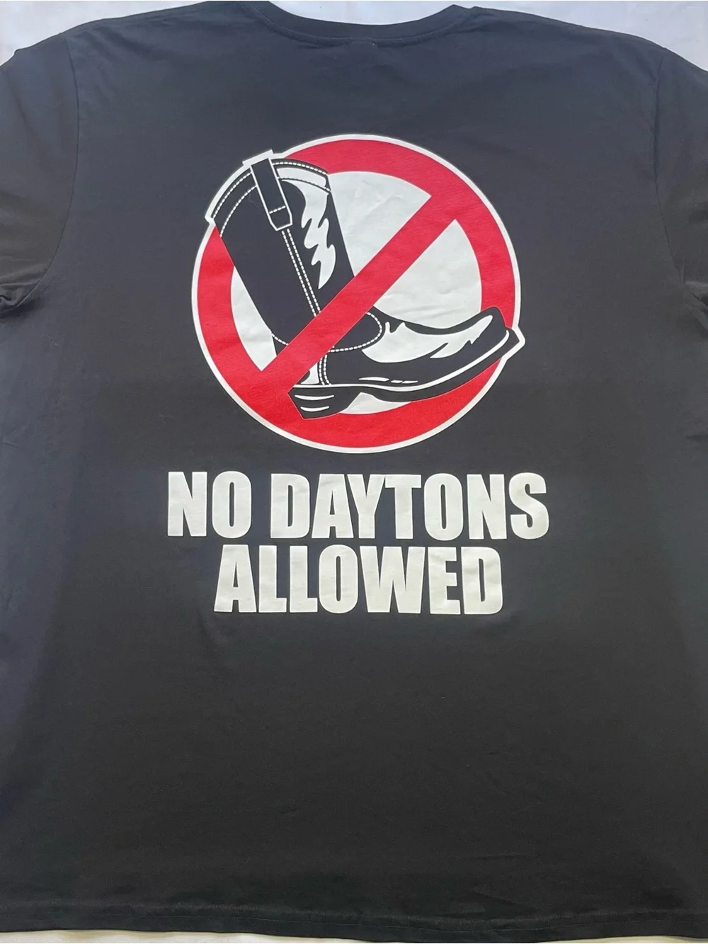 Vintage Dayton Boots T-Shirt Men’s 2XL Black No Daytons Allowed Graphic Tee - Picture 8 of 9